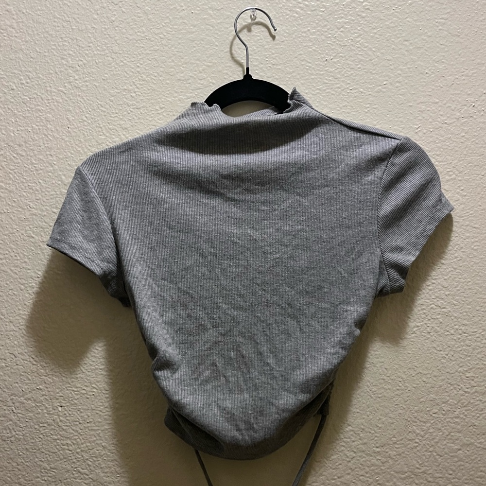 Grey Backless Cropped Turtleneck - Medium
